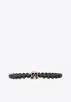 Alexander Mcqueen Skull Beaded Elastic Bracelet In Black