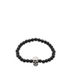 Alexander Mcqueen Skull Beaded Elastic Bracelet In Black