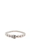 Alexander Mcqueen Skull Beaded Embellished Bracelet In Silver