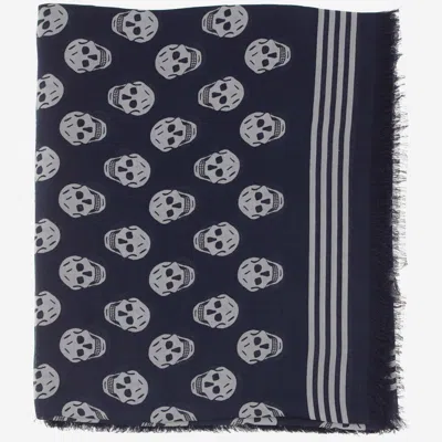 Alexander Mcqueen Skull Biker Scarf In Blue