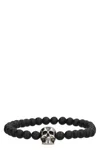 Alexander Mcqueen Alexander Mc Queen Skull Bracelet With Black Pearls