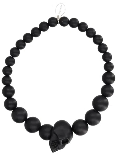 Alexander Mcqueen Resin Bead Bracelet In Black