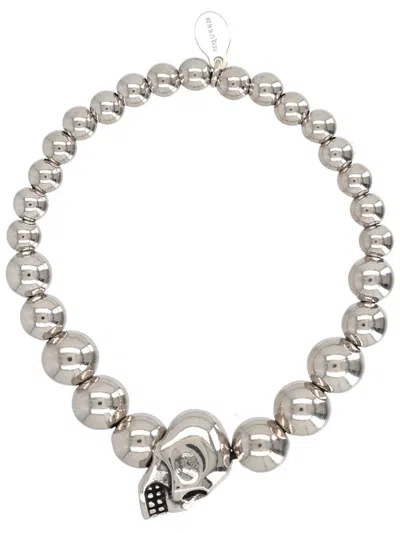 Alexander Mcqueen Skull Bracelet For Men In Silver