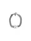 Alexander Mcqueen Men Skull Bracelet In Silver