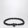 Alexander Mcqueen Skull Bracelet With Black Pearls Men In Black