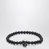 Alexander Mcqueen Skull Bracelet With Black Pearls Men In Black