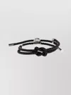 Alexander Mcqueen Skull Braided Leather Cord Bracelet Accessories In Black