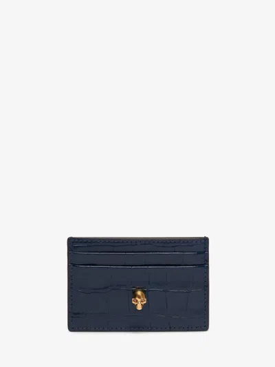 Alexander Mcqueen Skull Card Holder In Navy