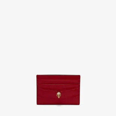 Alexander Mcqueen Skull Card Holder In Oxblood