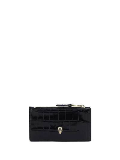 Alexander Mcqueen Skull Card Holder Pouch In Black