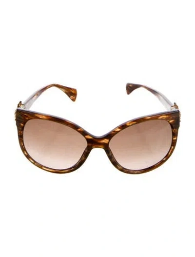 Pre-owned Alexander Mcqueen Skull Cat-eye Sunglasses In Brown