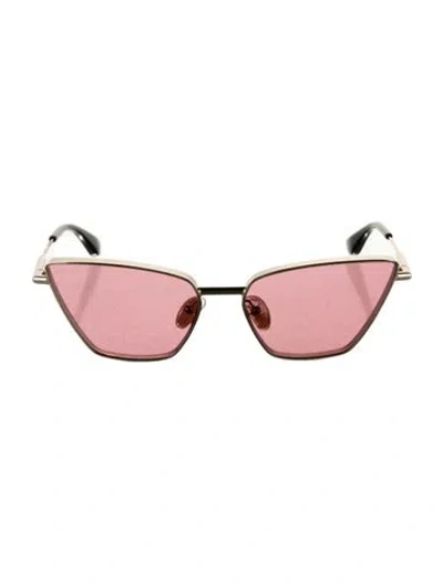 Pre-owned Alexander Mcqueen Skull Cat-eye Sunglasses In Gold