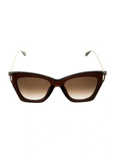 Pre-owned Alexander Mcqueen Skull Cat-eye Sunglasses W/ Tags In Brown