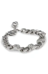 Alexander Mcqueen Silver-colored Chain Bracelet With Skull Details In Brass Men In Palladium