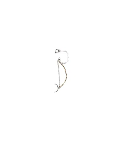 Alexander Mcqueen Skull Chain-detail Drop Earring In White