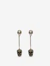 Alexander Mcqueen Skull Pearl Drop Earrings In Skull And Pearl Detail