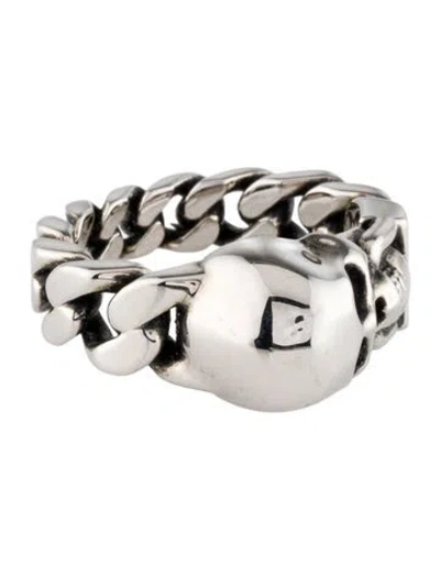 Pre-owned Alexander Mcqueen Skull Chain Ring In Multi