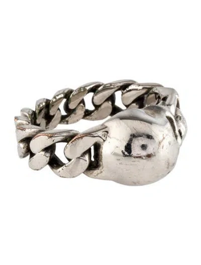 Pre-owned Alexander Mcqueen Skull Chain Ring In Multi