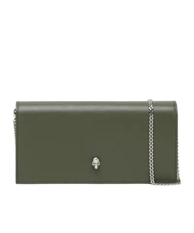 Alexander Mcqueen Skull Chain Shoulder Bag In Gray