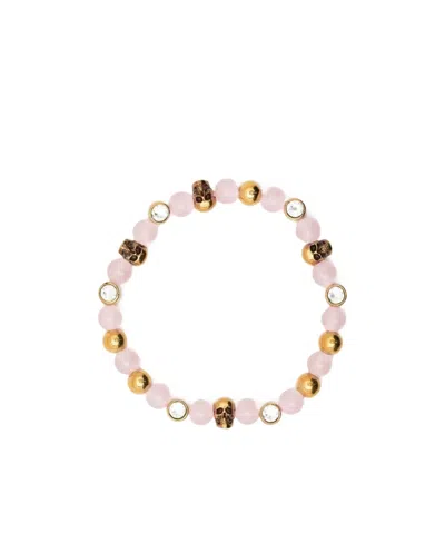 Alexander Mcqueen Skull-charm Bead Bracelet In Pink