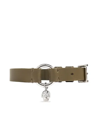 Alexander Mcqueen Skull Charm Bracelet In Brown