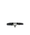 Alexander Mcqueen Skull Charm Braided Bracelet In Black