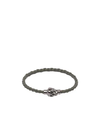 Alexander Mcqueen Skull-charm Braided Bracelet In Black