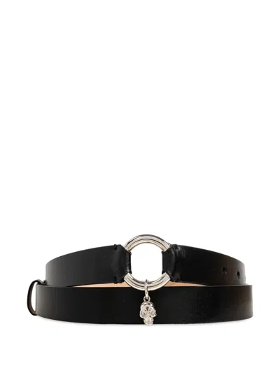 Alexander Mcqueen Skull-charm Buckle Belt In Black