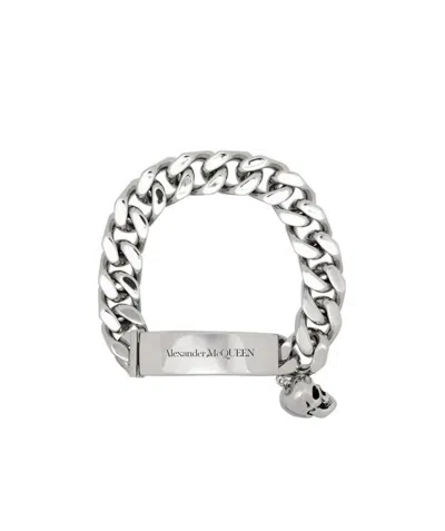Alexander Mcqueen Skull-charm Chain-link Bracelet In Gray