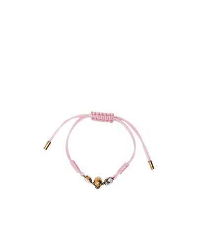 Alexander Mcqueen Skull-charm Detail Bracelet In Pink
