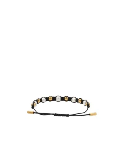 Alexander Mcqueen Skull Charm Friendship Bracelet In Black