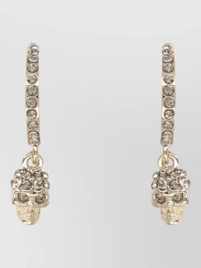 Alexander Mcqueen Skull Charm Hoop Earrings Crystal Detail In Pattern