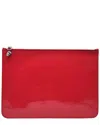 Alexander Mcqueen Skull Charm Leather Pouch In Red