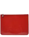 Alexander Mcqueen Skull Charm Leather Pouch In Red