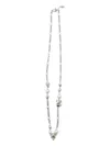 Alexander Mcqueen Link Chain Skull Pearl Necklace In Silver