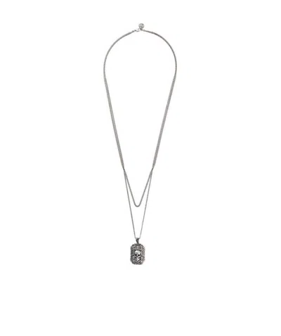 Alexander Mcqueen Skull Charm Necklace In Gray