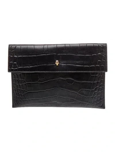 Pre-owned Alexander Mcqueen Skull Clutch In Black