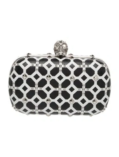 Pre-owned Alexander Mcqueen Skull Clutch In Black/white