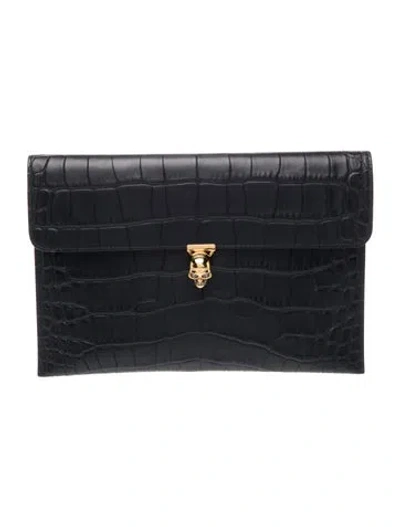 Pre-owned Alexander Mcqueen Skull Clutch In Blue