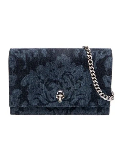 Pre-owned Alexander Mcqueen Skull Clutch In Blue