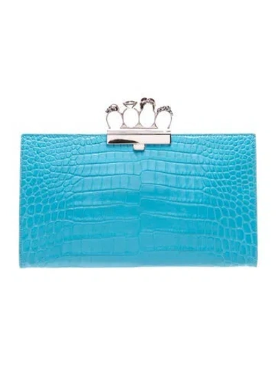 Pre-owned Alexander Mcqueen Skull Clutch In Blue