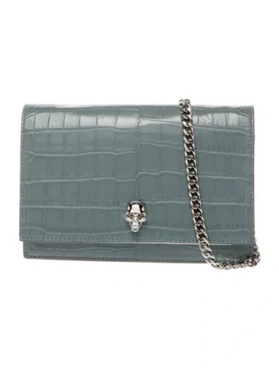 Pre-owned Alexander Mcqueen Skull Clutch In Blue