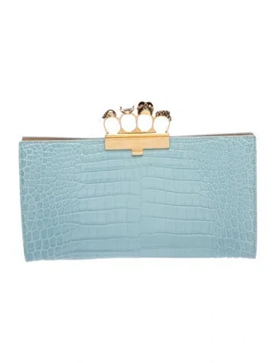 Pre-owned Alexander Mcqueen Skull Clutch In Blue