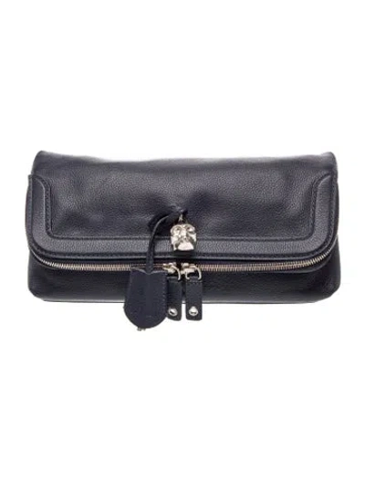 Pre-owned Alexander Mcqueen Skull Clutch In Blue