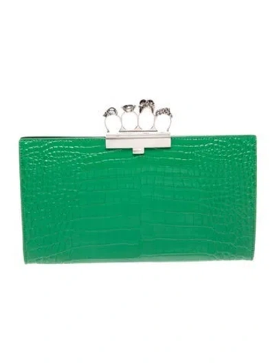 Pre-owned Alexander Mcqueen Skull Clutch In Green