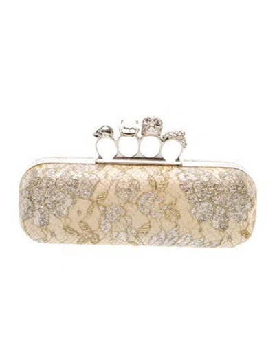 Pre-owned Alexander Mcqueen Skull Clutch In Neutral