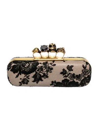 Pre-owned Alexander Mcqueen Skull Clutch In Neutral