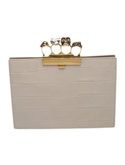 Pre-owned Alexander Mcqueen Skull Clutch In Neutral