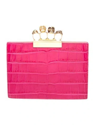 Pre-owned Alexander Mcqueen Skull Clutch In Pink