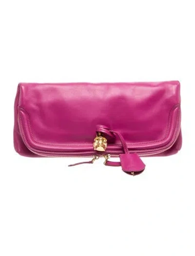 Pre-owned Alexander Mcqueen Skull Clutch In Pink